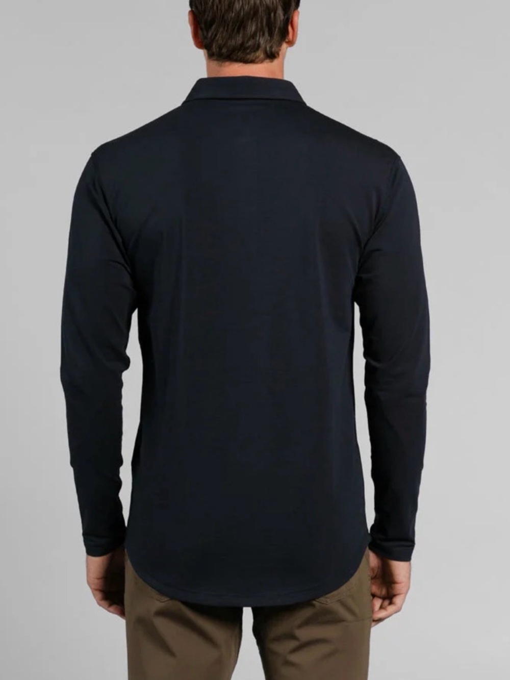 BYLT Basics Men's Premium Basics Long-Sleeve Polo in Navy - Picture 3 of 8